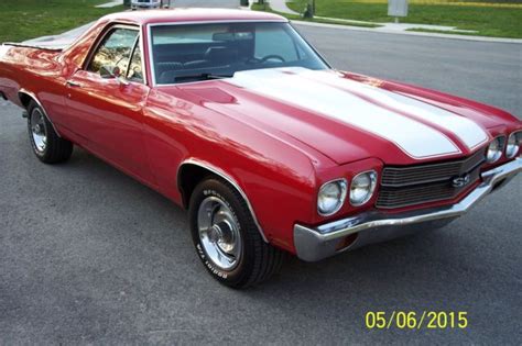 1970 EL CAMINO CRANBERRY RED WHITE STRIPES 4 SPEED PS PB For Sale