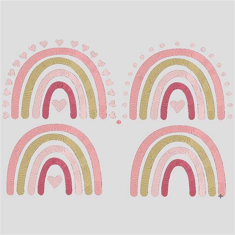 4 Boho Rainbow Embroidery Design 9 Sizes Boho Rainbow With Heart