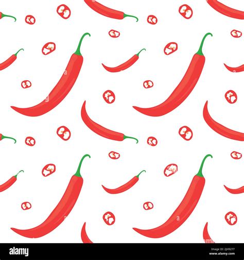 Seamless Vector Pattern Background Of Chili Peppers Made Of Simple