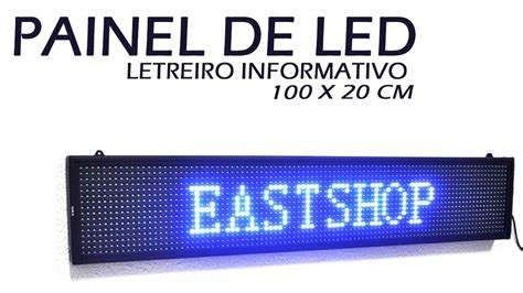 Painel Display Letreiro Led Luminoso Azul Cm X Cm Eastshop Youtube