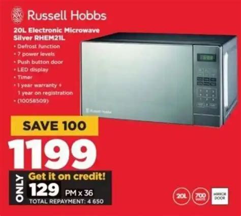 Russell Hobbs L Electronic Microwave Silver Rhem L Offer At Hifi Corp