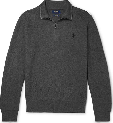 Polo Ralph Lauren Waffle Knit Cotton Half Zip Sweater Luxed