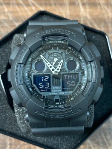 Casio G Shock Mens Watch Black Resin With White Dials Analog Digital