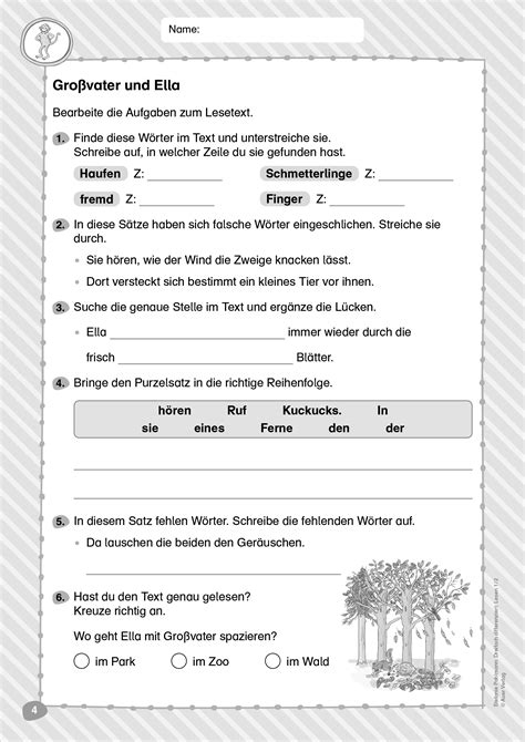 Grundschule Unterrichtsmaterial Deutsch Lesen und Textverständnis