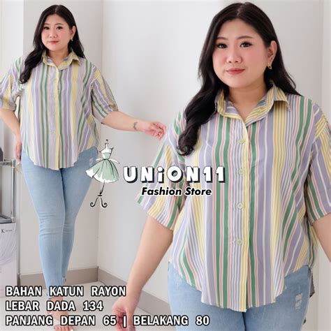 Jual UNION11 KEMEJA JUMBO XXXXL WANITA LD 130 ATASAN JUMBO WANITA