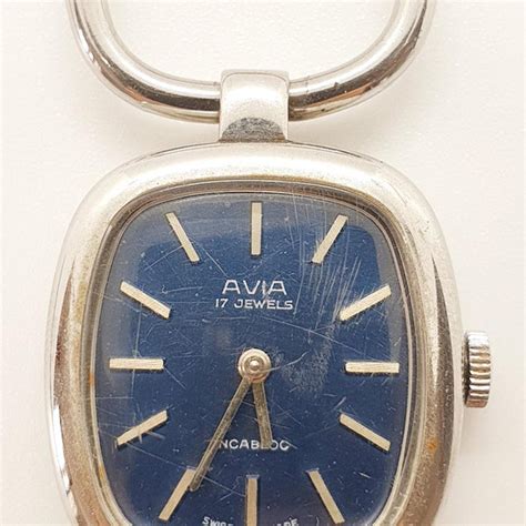 Blue Dial Avia 17 Jewels Swiss Made Mechanical Watch For Parts