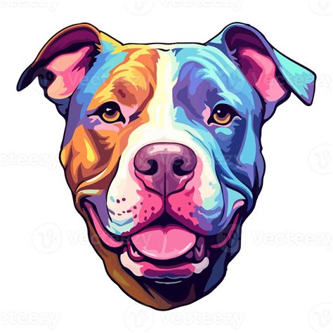 Colorful American Pit Bull Dog American Pit Bull Portrait Dog Sticker