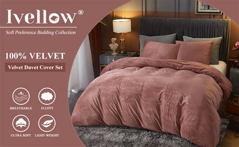 Ivellow Velvet Duvet Cover King Size 3 Pcs Flannel Blush