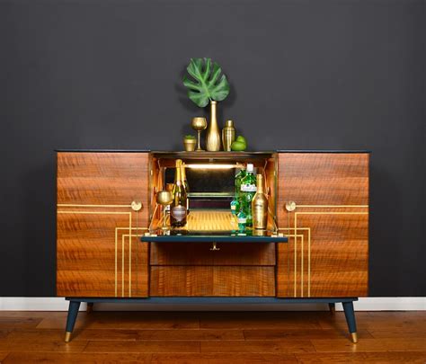 Beautility Drinks Cabinet Art Deco Style Mid Century Drinks Sideboard