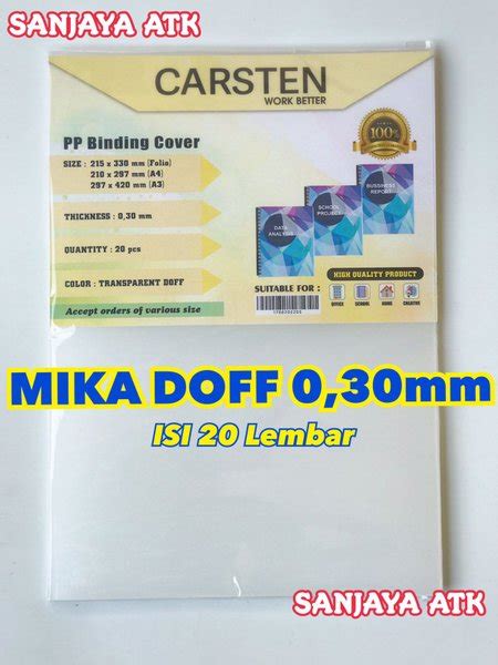 Jual Cover Mika Jilid Doff Atau PP Pasir 0 30mm Folio Isi 20 Lembar Di