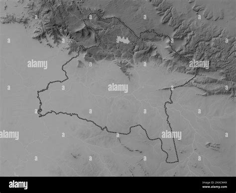 Prachin Buri Province Of Thailand Grayscale Elevation Map With Lakes