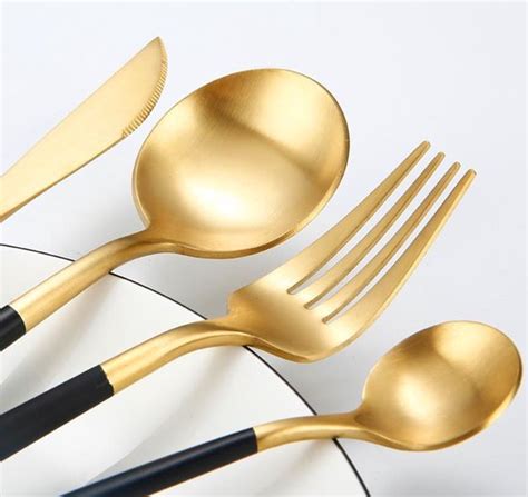 Luxe Zwart Gouden Bestekset Luxury Cutlery Luxe Zwart Goud Mat RVS