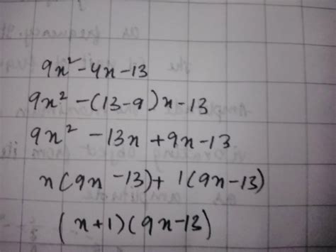 Factorise 9x2 4x 13