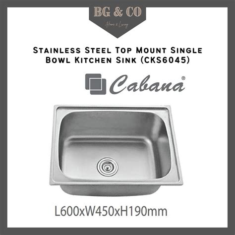 Cabana Stainless Steel Top Mount Single Bowl Kitchen Sink Cks