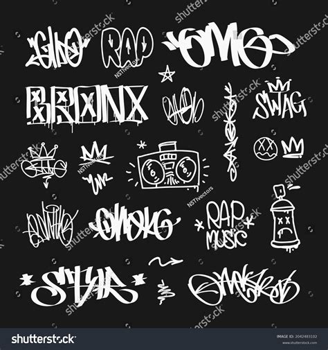 Street Art Graffiti Tags Hip Hop And Rap Royalty Free Stock Vector