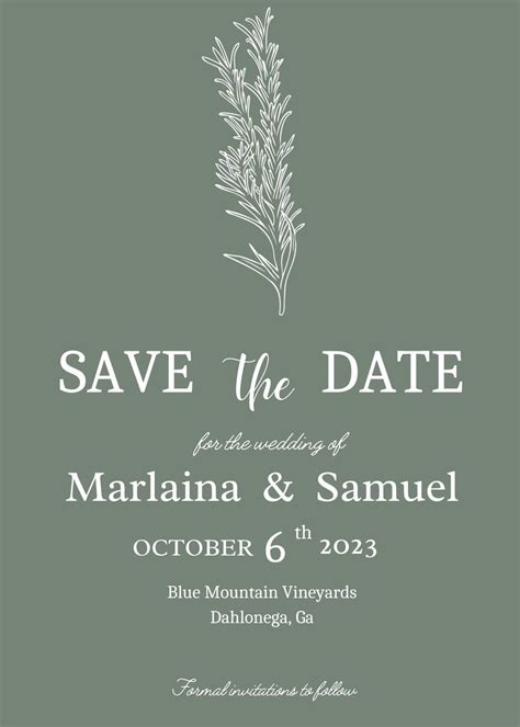 Sage Green Save The Date Template Minimalist Photo Save The Dates