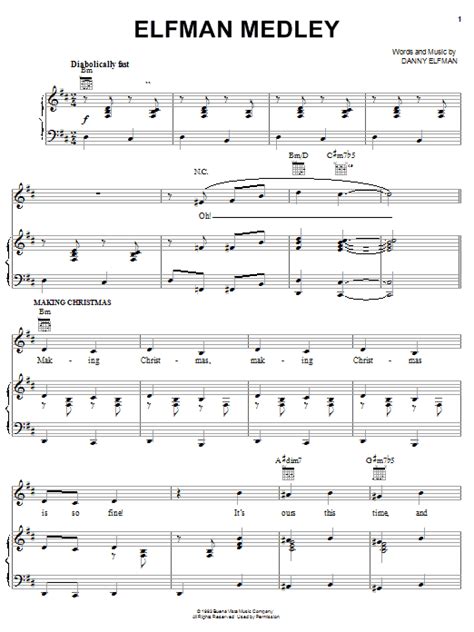 Danny Elfman Elfman Medley Sheet Music Pdf Notes Chords Christmas