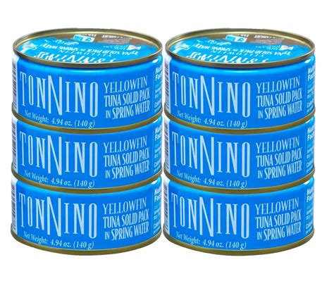 6 Pack Tonnino Tuna Premium Yellowfin Tuna Chunks In Spring Water