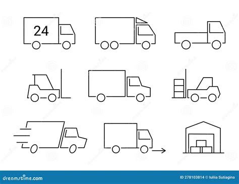 Truck Transport Logistic And Delivery Line Icon Shipment Service