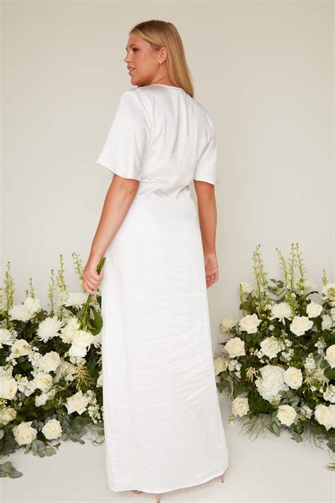 Naya Maxi Bridesmaid Dress Matte Ivory Pretty Lavish