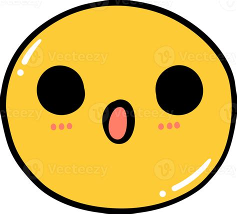 Cute shocked emoji, kawaii emoticon doodle outline 28177630 PNG