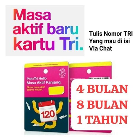 Jual MASA AKTIF 3 PERPANJANG MASA AKTIF TRI THREE 4 BULAN 8 BULAN 12