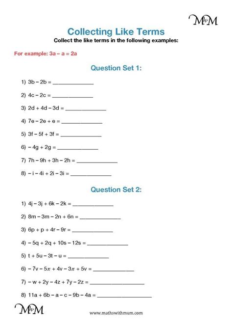 Identify Variables Coefficients And Constants Worksheets