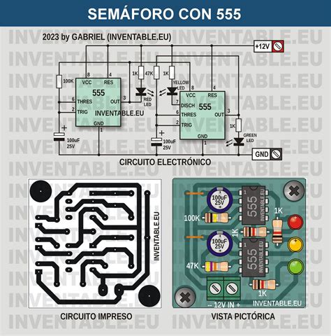 Simulador de semáforo con 555 - Inventable