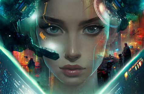 壁纸 艺术品 妇女 数字艺术 面对 Cyberpunk 未来派 科幻小说 看着观众 Science Fiction Women 特写 1920x1249