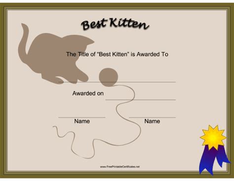 Best Kitten Printable Certificate