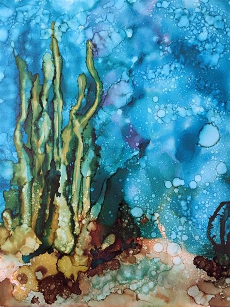 Underwater Seaweed Alcohol Ink On Yupo Paper X Alcohol Ink Art