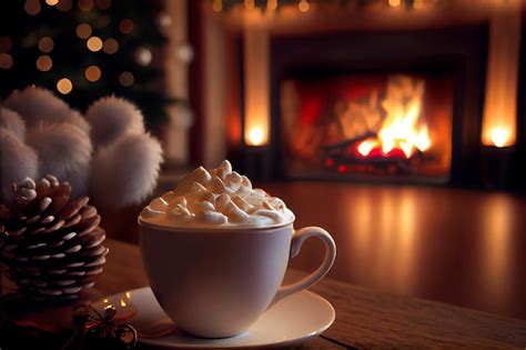 Premium Photo Fireplace And A Cup Of Hot Drink Relaxation At