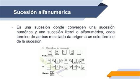 Sucesiones y sus tipos o Sucesión numérica o Sucesión alfanumérica o