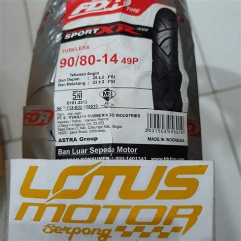 Jual Ban Fdr 90 80 14 Sport XR Evo Tubless Di Lapak LOTUS MOTOR SERPONG