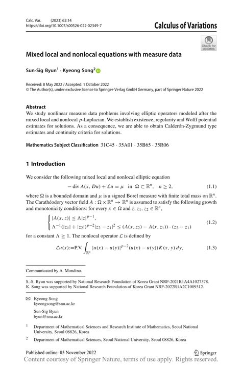 Mixed Local And Nonlocal Equations With Measure Data Request Pdf