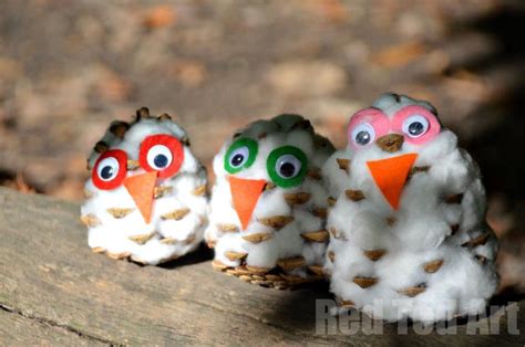 Pine cone owls for kids - Red Ted Art's Blog