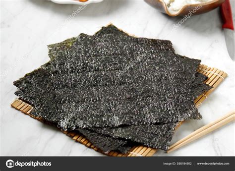 Japanese Dried Nori Laver Roasted Seaweed Sushi Kimbap White Table