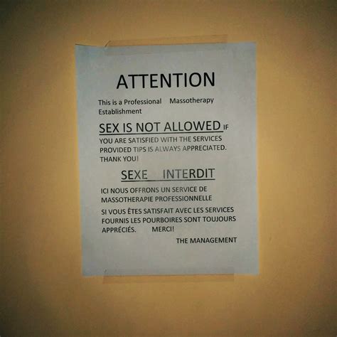 Sex Is Not Allowed Notice In A Massage Parlor In Montreal  City Walkr Flickr