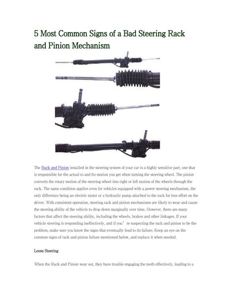 How To Tell If My Rack And Pinion Is Bad At Bryan Walls Blog