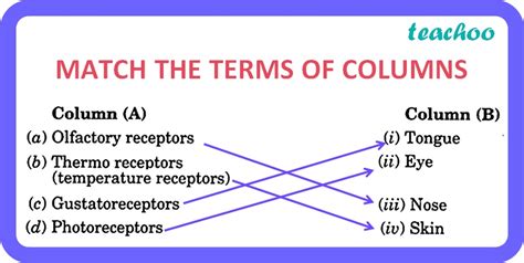 Class 10 Bio Match The Terms Of Column A With Those Of Column B