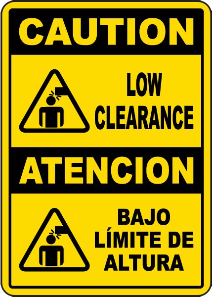 Bilingual Caution Low Clearance Sign Save 10 Instantly