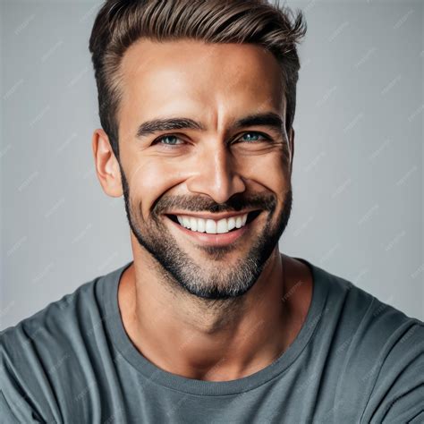 Premium Ai Image Portrait Of Handsome Smiling Man Wearing A Tshirt