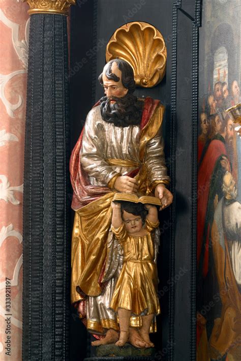 Saint Matthew The Evangelist Statue On The Altar Of The Holy Spirit In