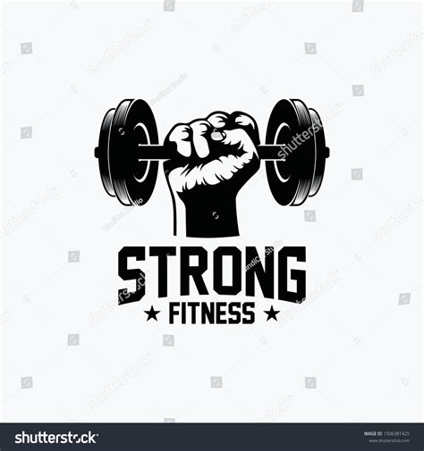 Strong Fitness Logo Hand Holding Barbell Stock Vector Royalty Free