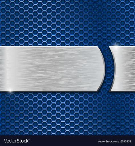 Blue Metal Perforated Background With Brushed Vector Image