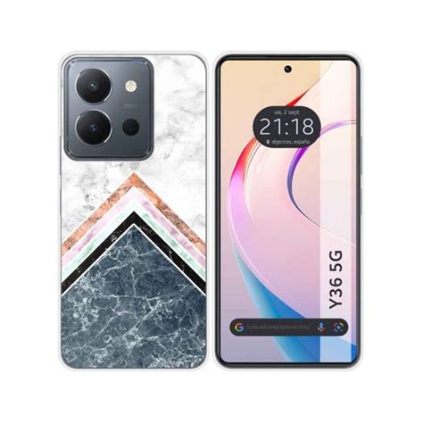 Funda Silicona Para Vivo Y36 4g 5g Diseño Mármol 05 Dibujos con