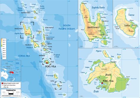 Large size Physical Map of Vanuatu - Worldometer