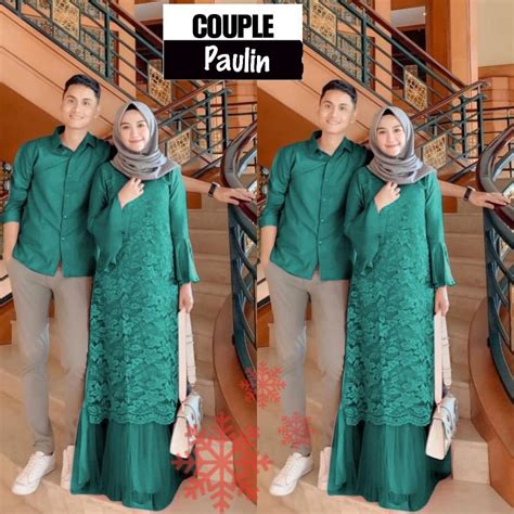 Jual Poulin Gamis Baju Dress Brukat Brokat Renda Premium Couple