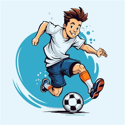 Premium Vector Soccer Player Kicking The Ball Vector Illustration In