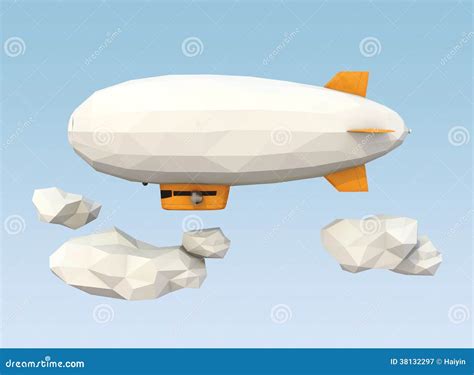 Low Poly Blimp Flying In The Sky Stock Illustration Illustration Of